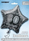Happy 80th Birthday Star Black Balloon