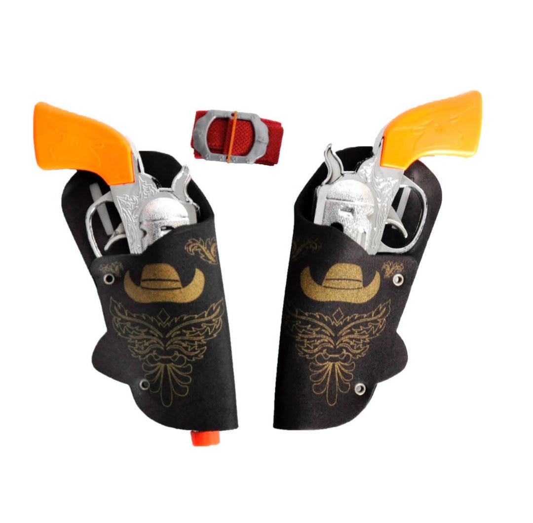 Western Cowboy Double Silver Gun & Holster Set