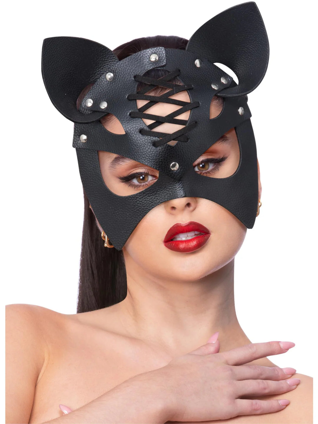 Mock Leather Cat Face Mask