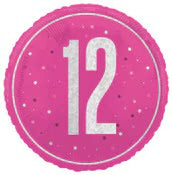 12th Birthday Round Pink Foil Balloon