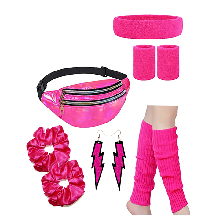 1980's Neon Pink Accessories Workout Set