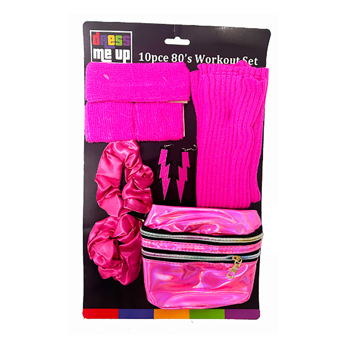 1980's Neon Pink Accessories Workout Set