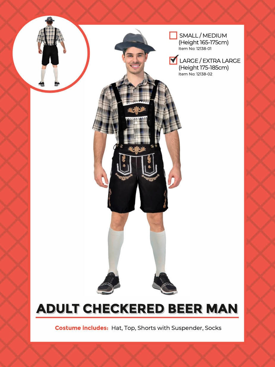 Adult Beer Man Costume (Brown Check)
