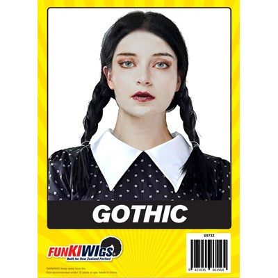 Long Black Wednesday Adams braided Wig