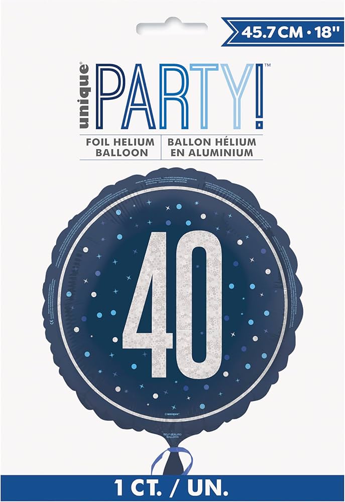 Blue 40th Birthday Foil Balloon