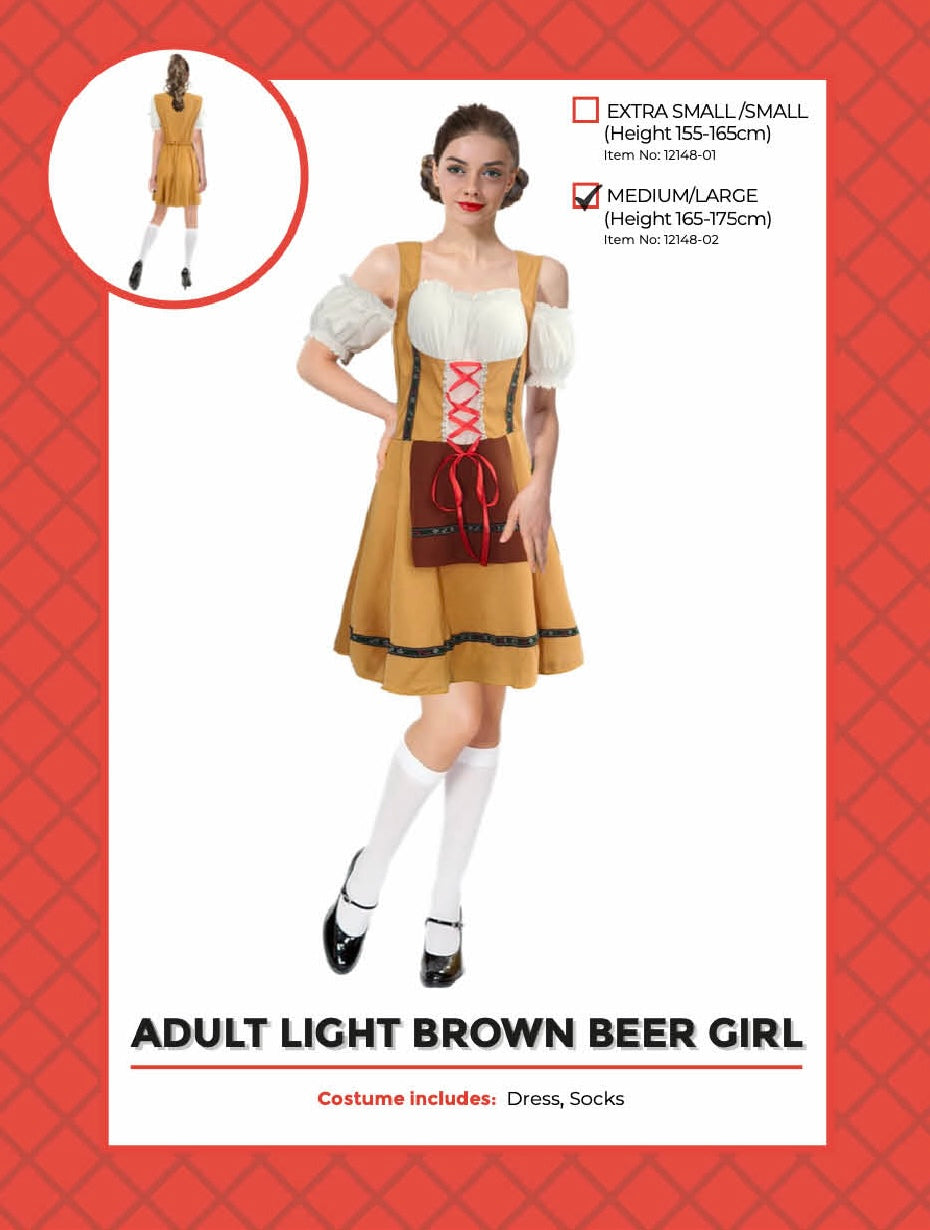 Adult Beer Girl Light Brown Costume