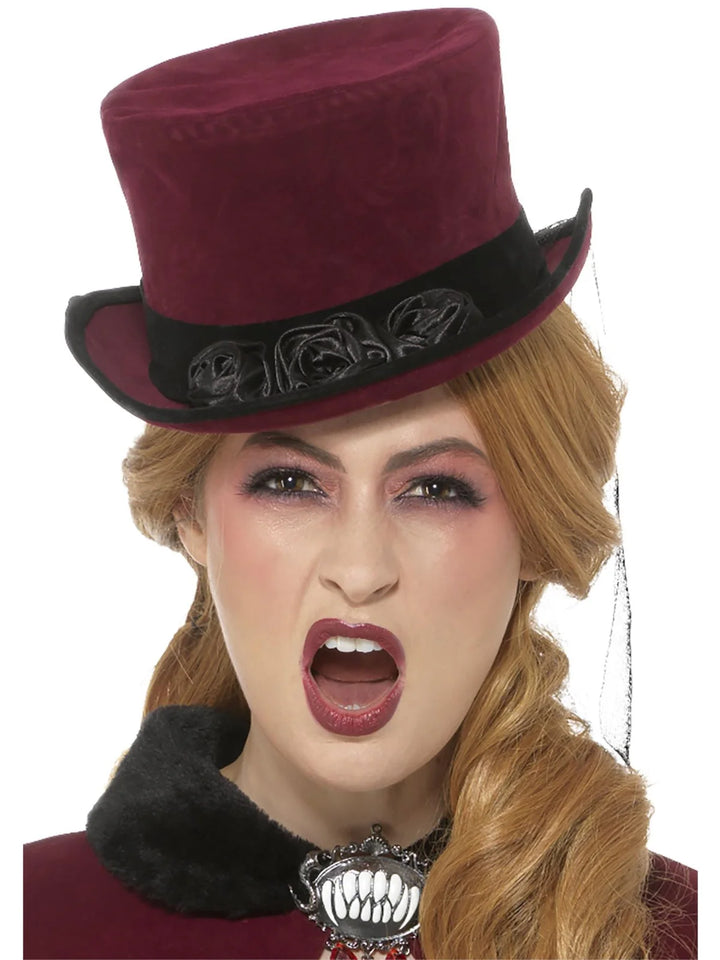 Victorian Vampires Burgundy Top Hat