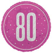 Happy 80th Birthday Pink Balloon