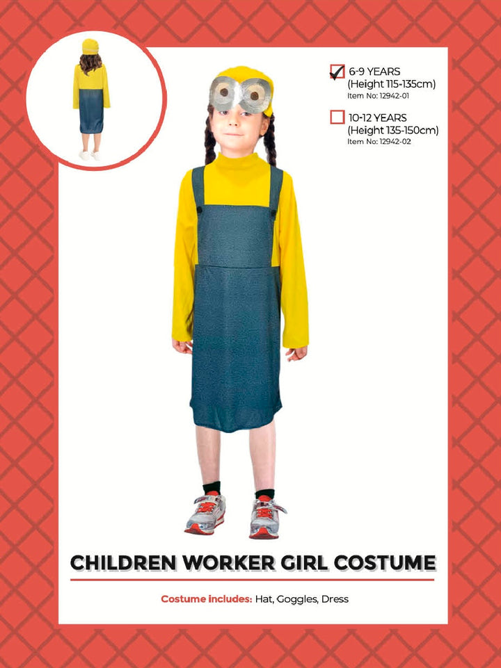 Yellow Worker Girl Minion Costume