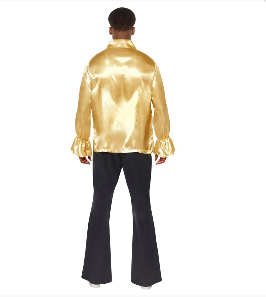 Gold Satin Ruffle Shirt