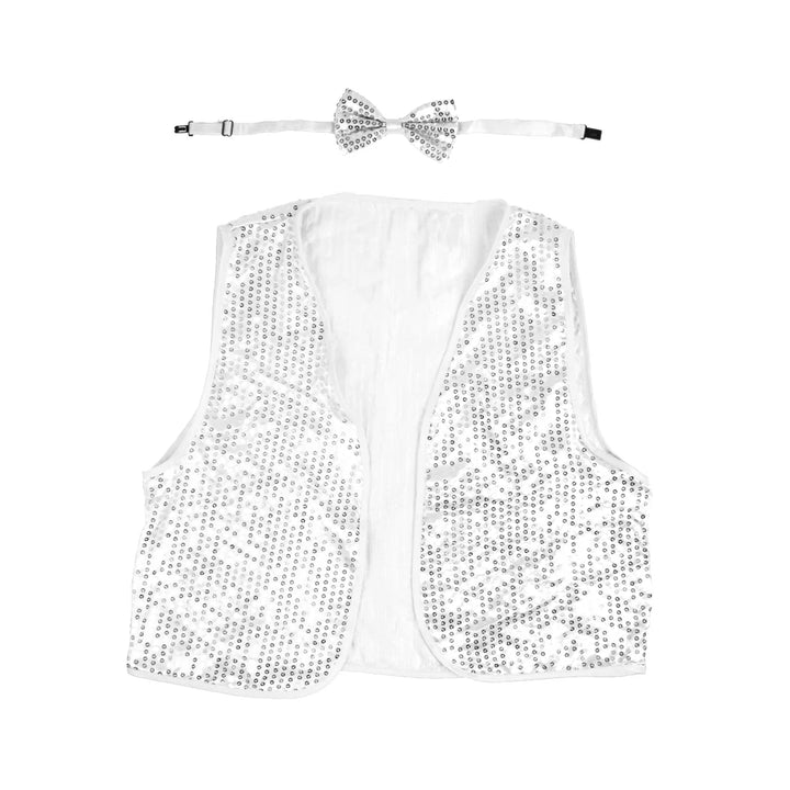 Adult Sequin Vest and Tie - Silver