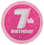 7th Birthday Round Foil Balloon