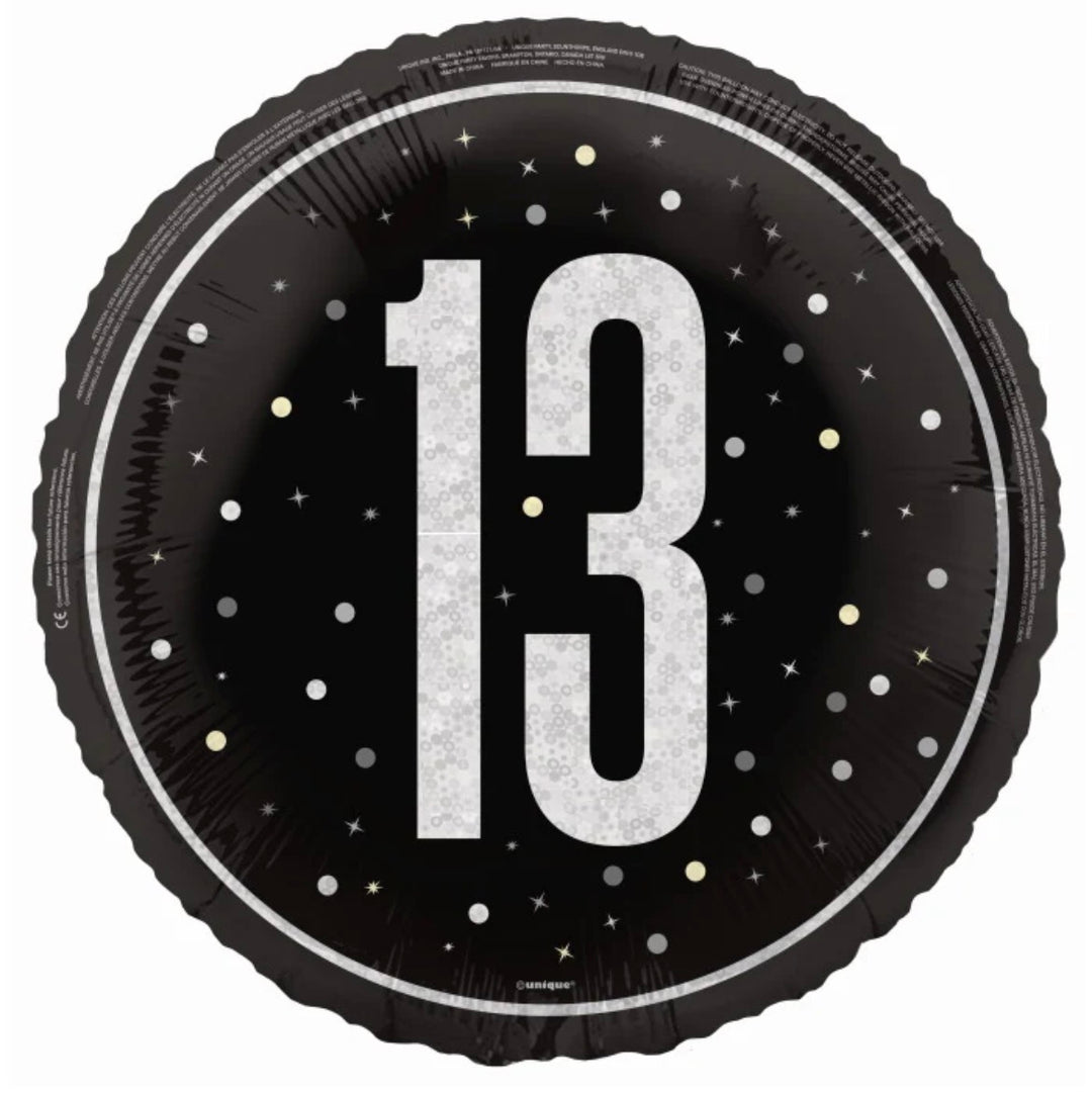 Black 13th Foil Balloon
