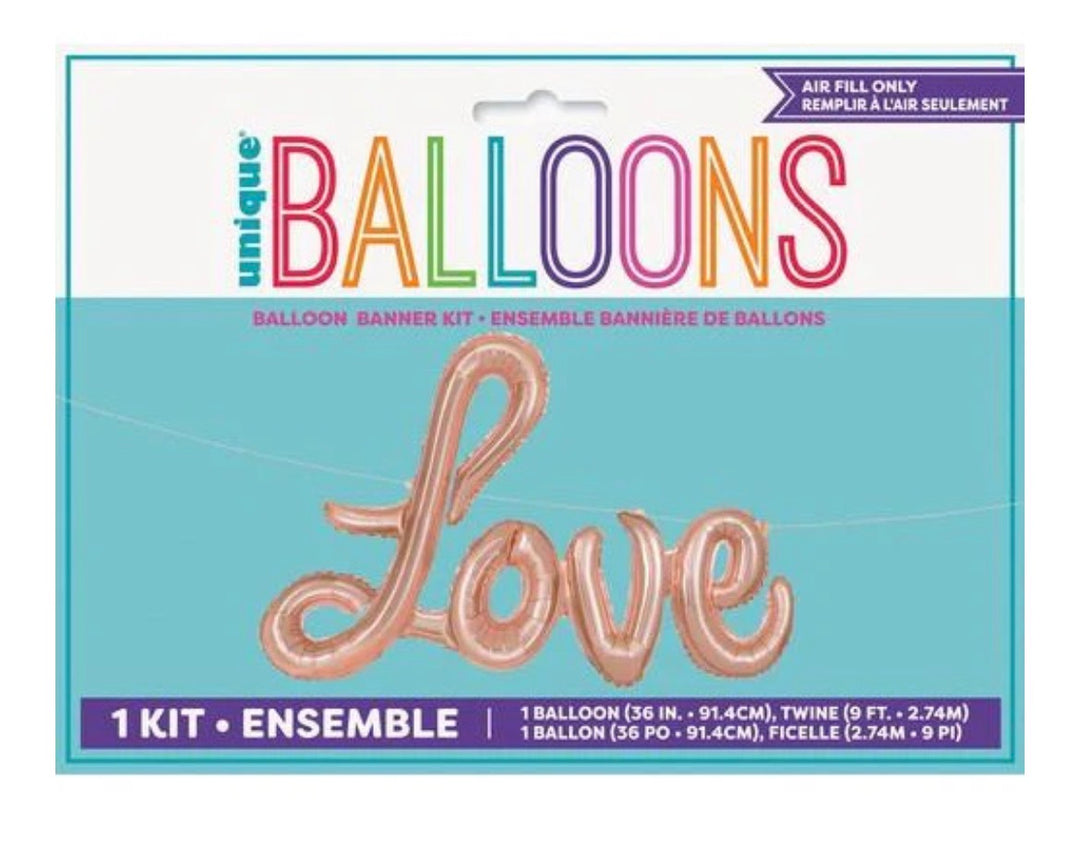 LOVE Banner Foil Balloon- Rose gold