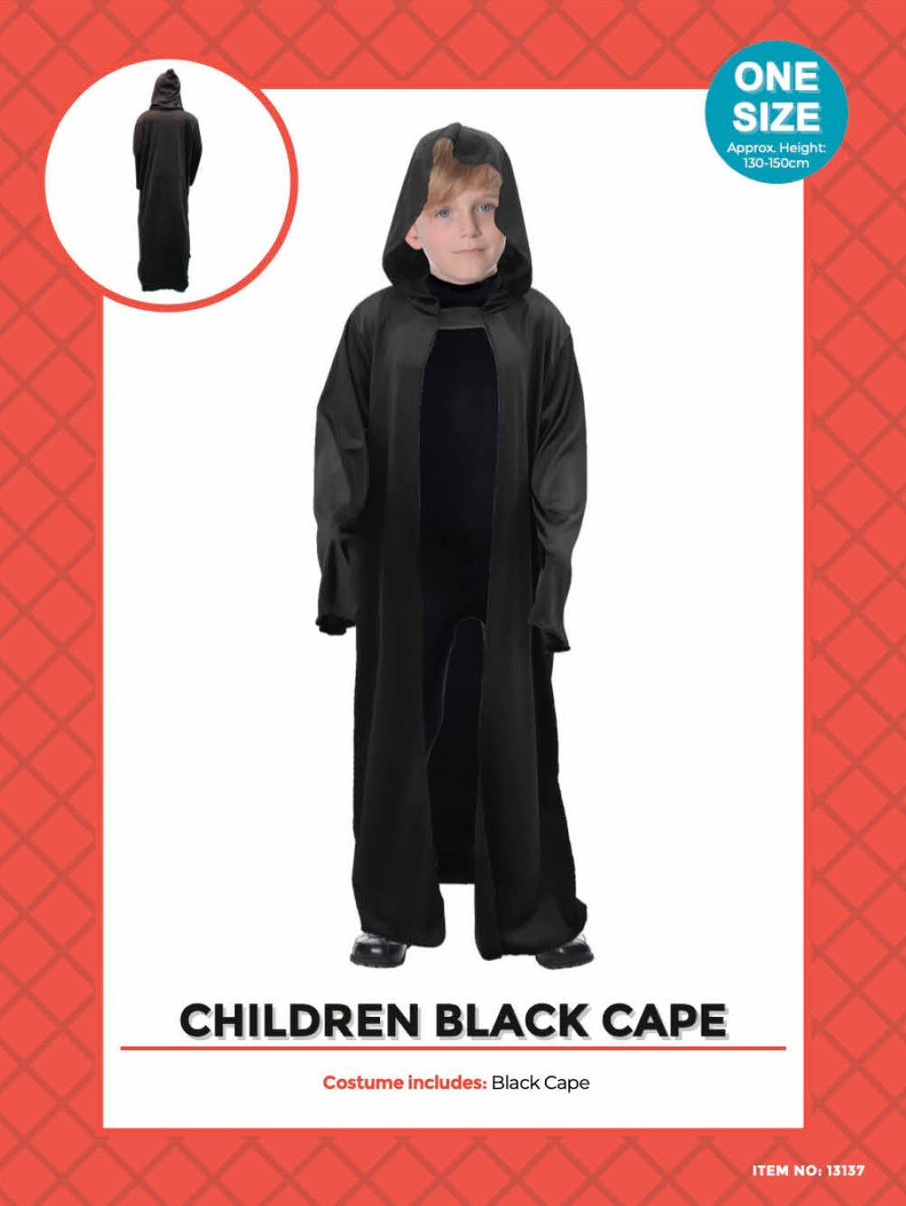 Child Black Hooded Cape