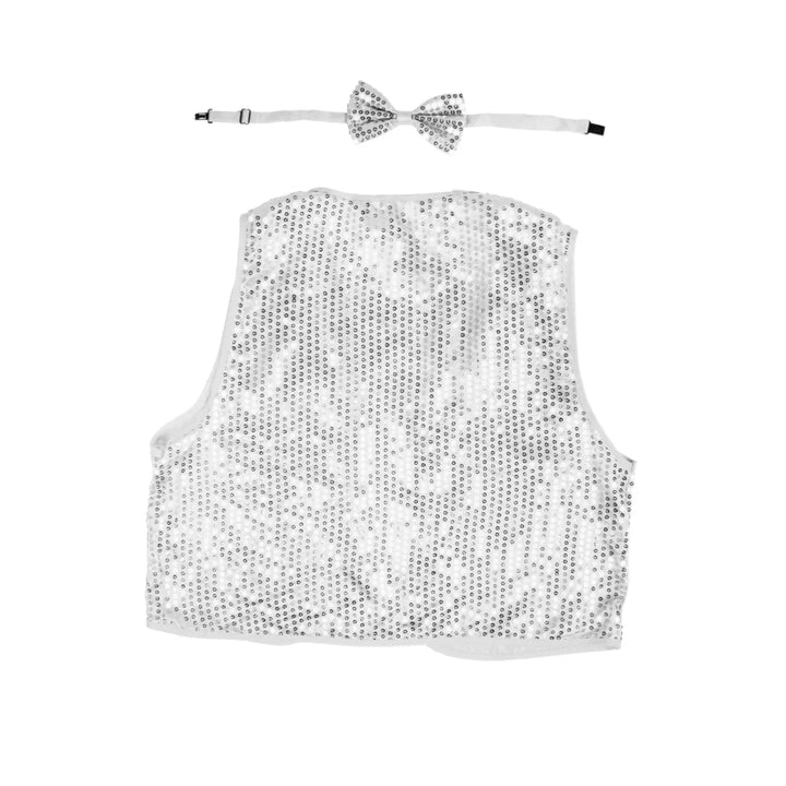 Adult Sequin Vest and Tie - Silver