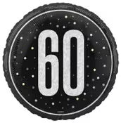 Black And Silver 60th Foil Balloon