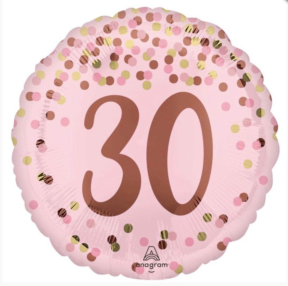 30th Foil Pretty Pink Balloon