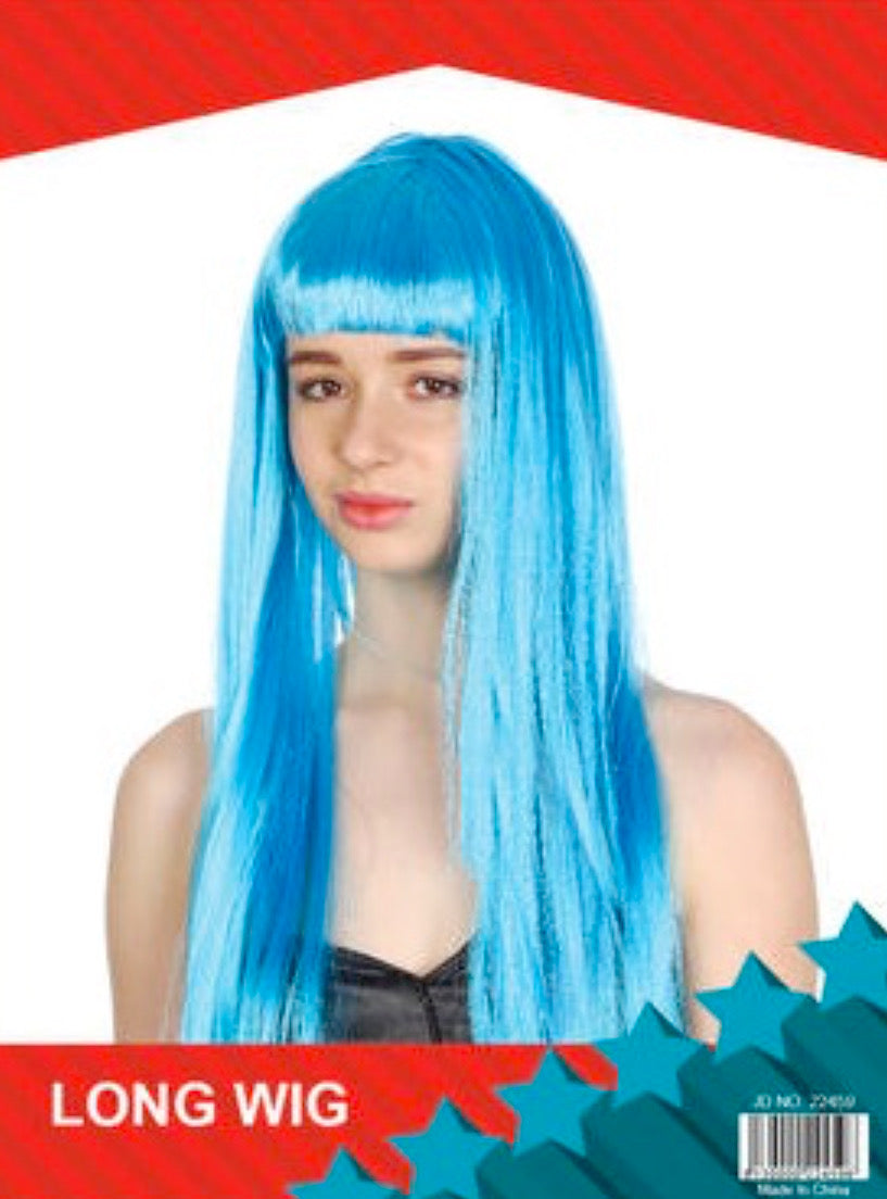 Long Light Blue Wig with Fringe