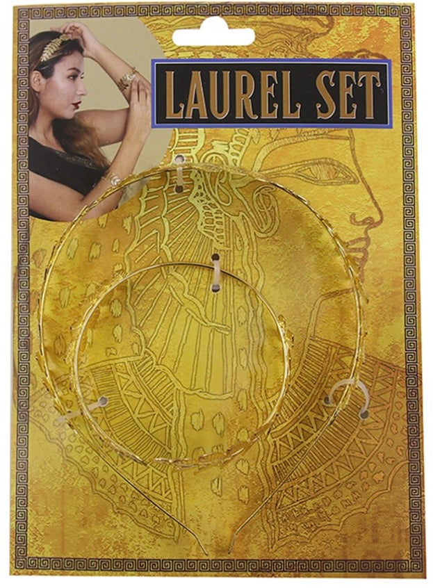 Goddess Roman Grecian Leaf Crown and Bracelet Set