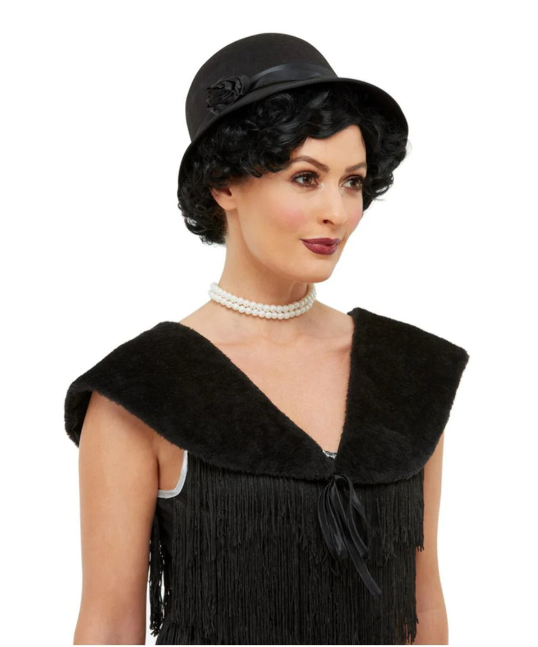 1920's Flapper Black Cloche Hat and Stole