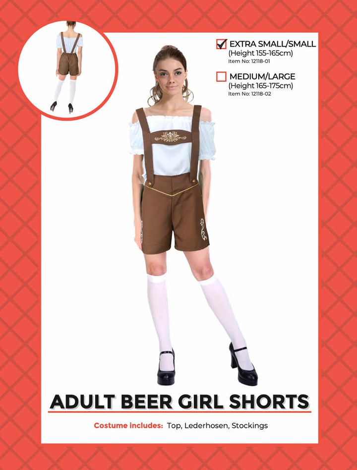 Adult Beer Girl Shorts Costume