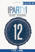 12th Birthday Round Blue Foil Balloon