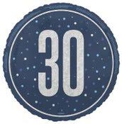 Blue 30th Birthday Foil Balloon