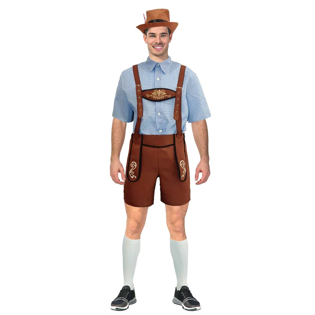 Adult Beer Man Costume (Light Blue Check)