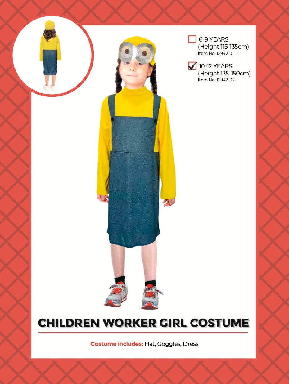 Yellow Worker Girl Minion Costume