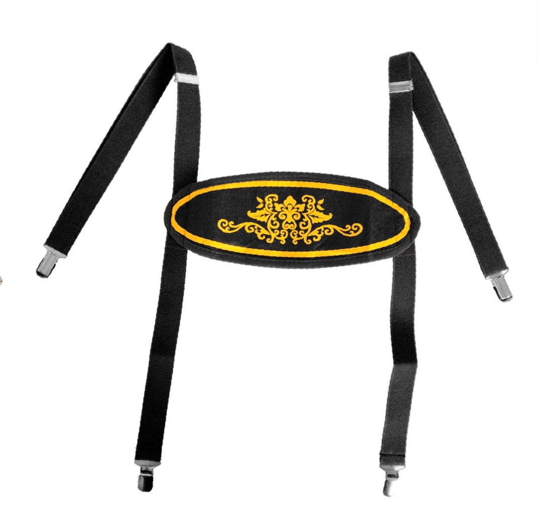 German Black Lederhosen Suspenders