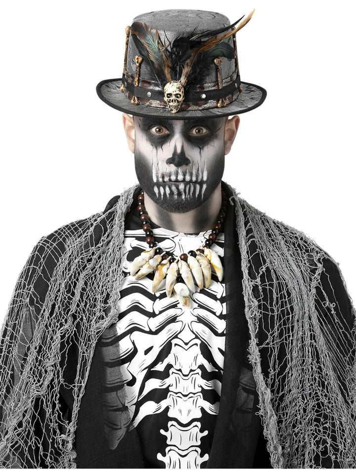 Voodoo Witch Doctor Distressed Black Top Hat