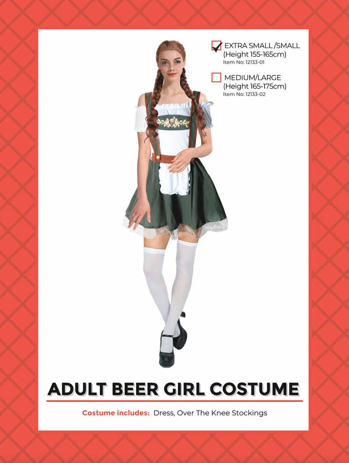 Adult Beer Girl Green off the Shoulder Costume