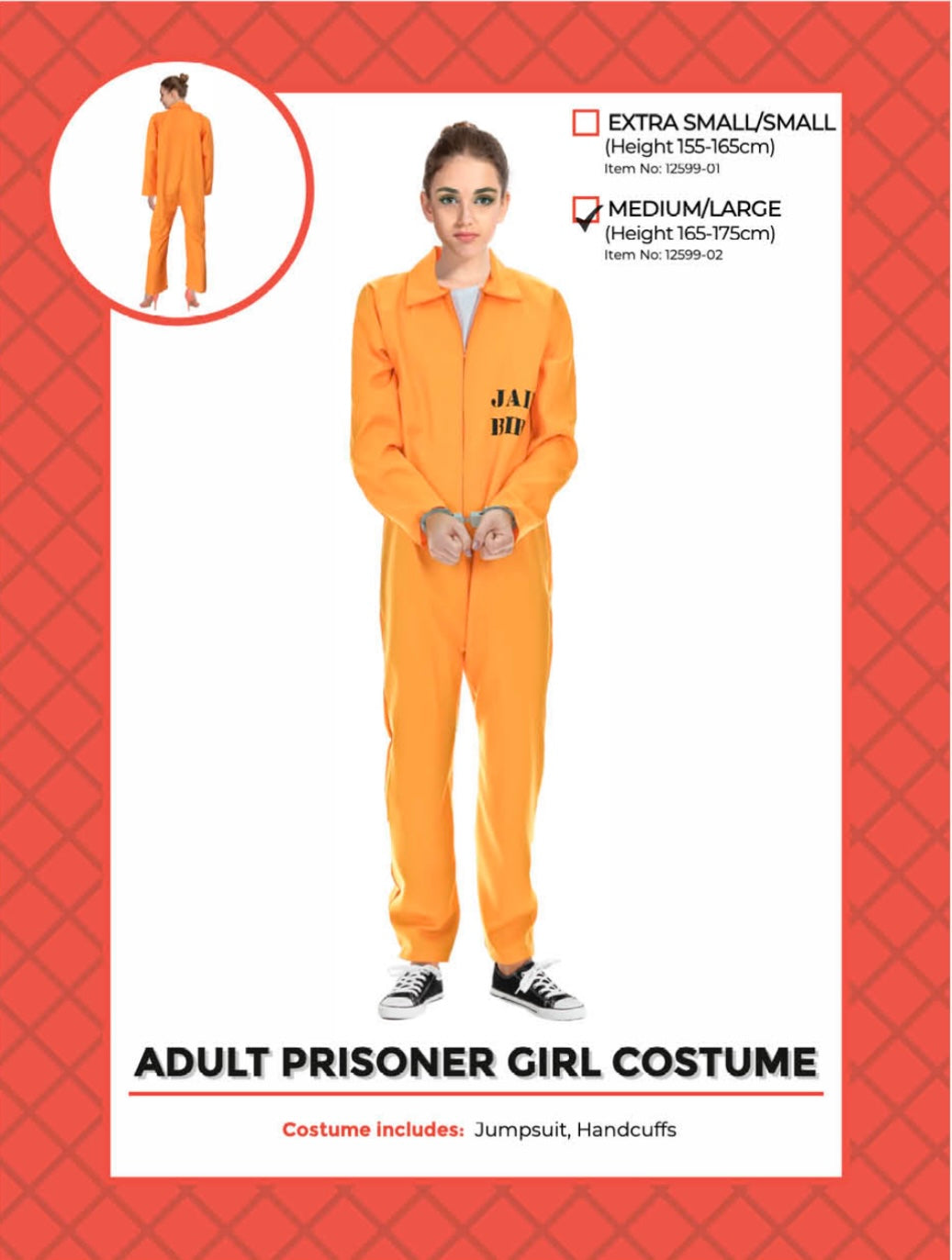 Adult Orange Prisoner Lady Costume