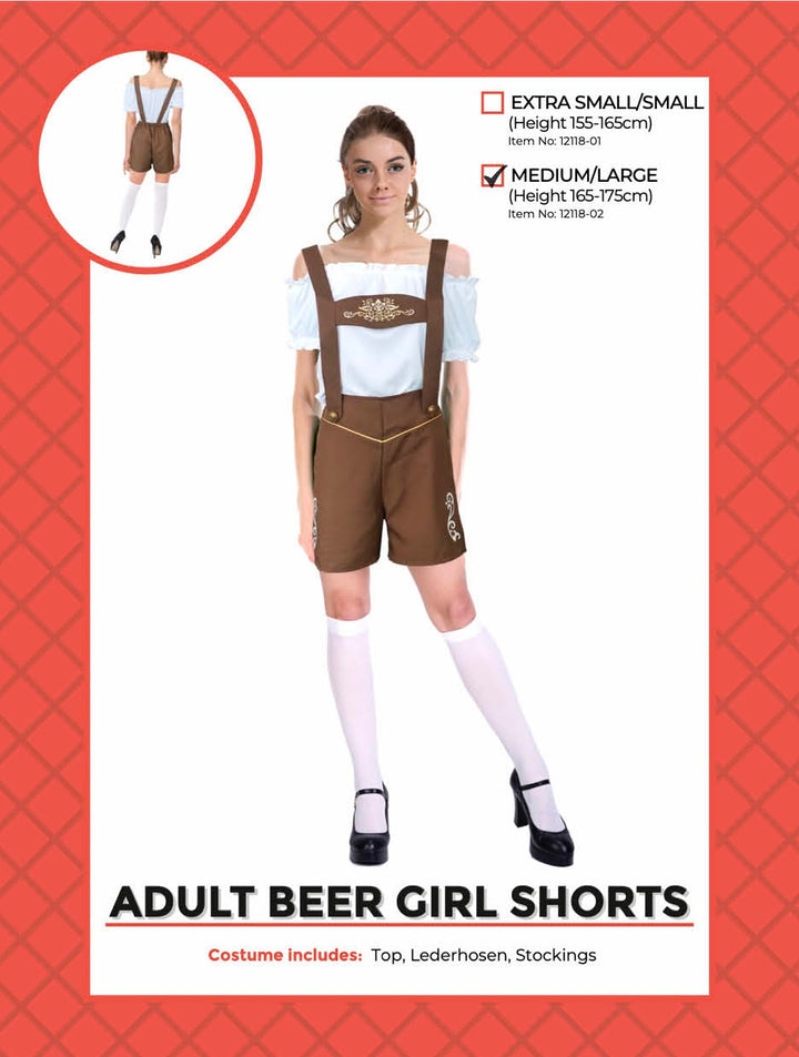 Adult Beer Girl Shorts Costume