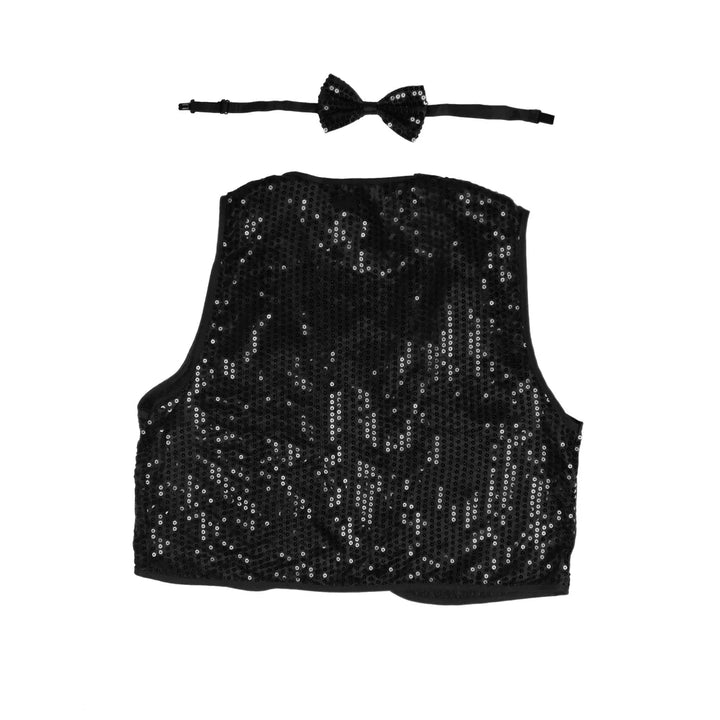 Adult Sequin Vest and Tie - Black