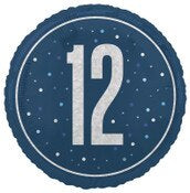 12th Birthday Round Blue Foil Balloon