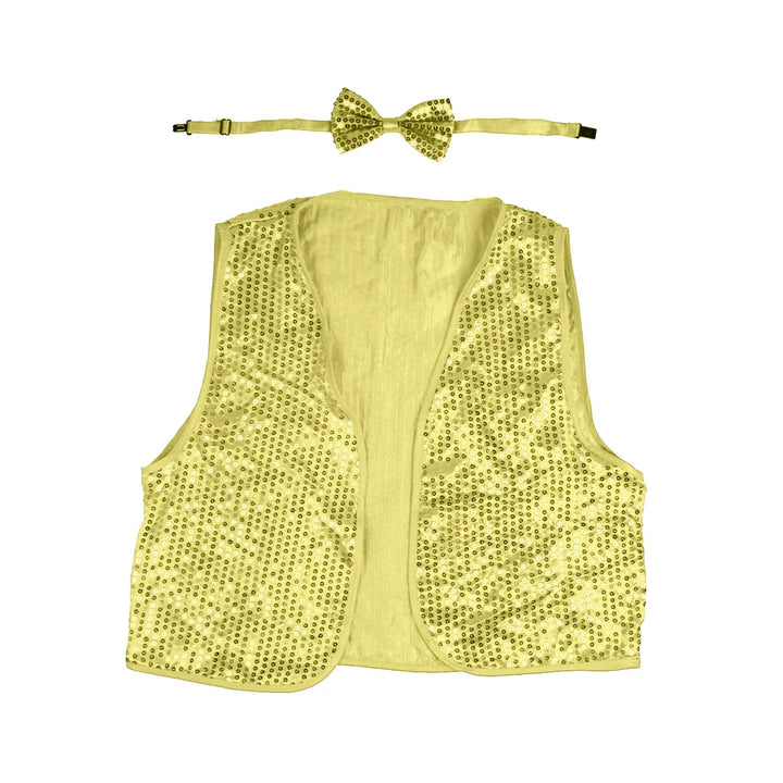 Adult Sequin Vest and Tie - Gold