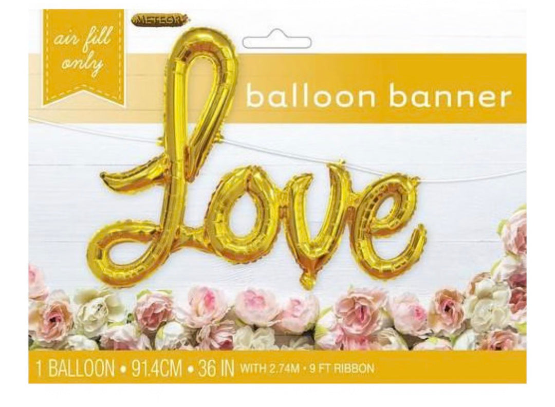 LOVE Banner Foil Balloon - Gold