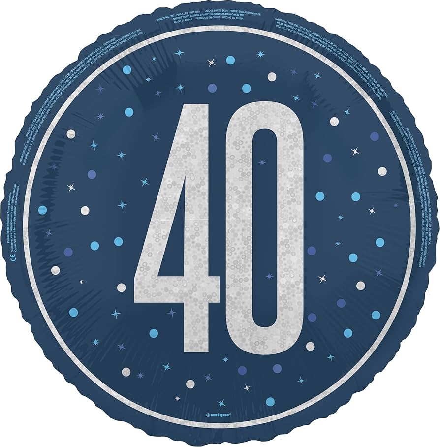 Blue 40th Birthday Foil Balloon