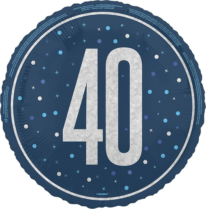 Blue 40th Birthday Foil Balloon