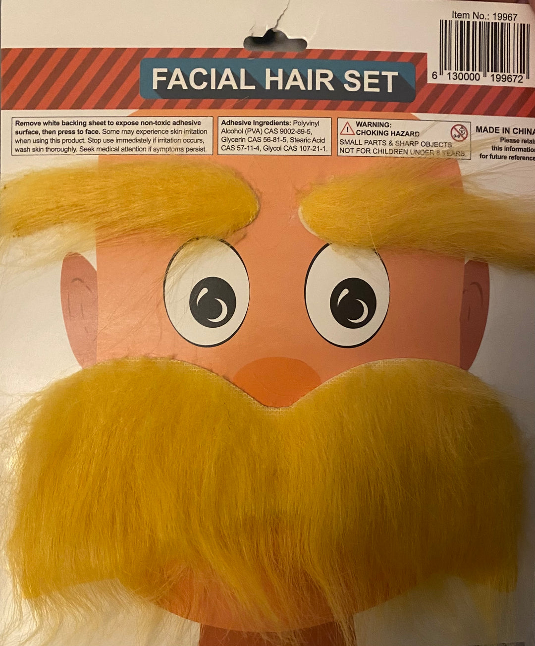 Lorax yellow fluffy eyebrows and moustache