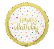 Happy Birthday Gold with triangle colour confetti Foil Balloon