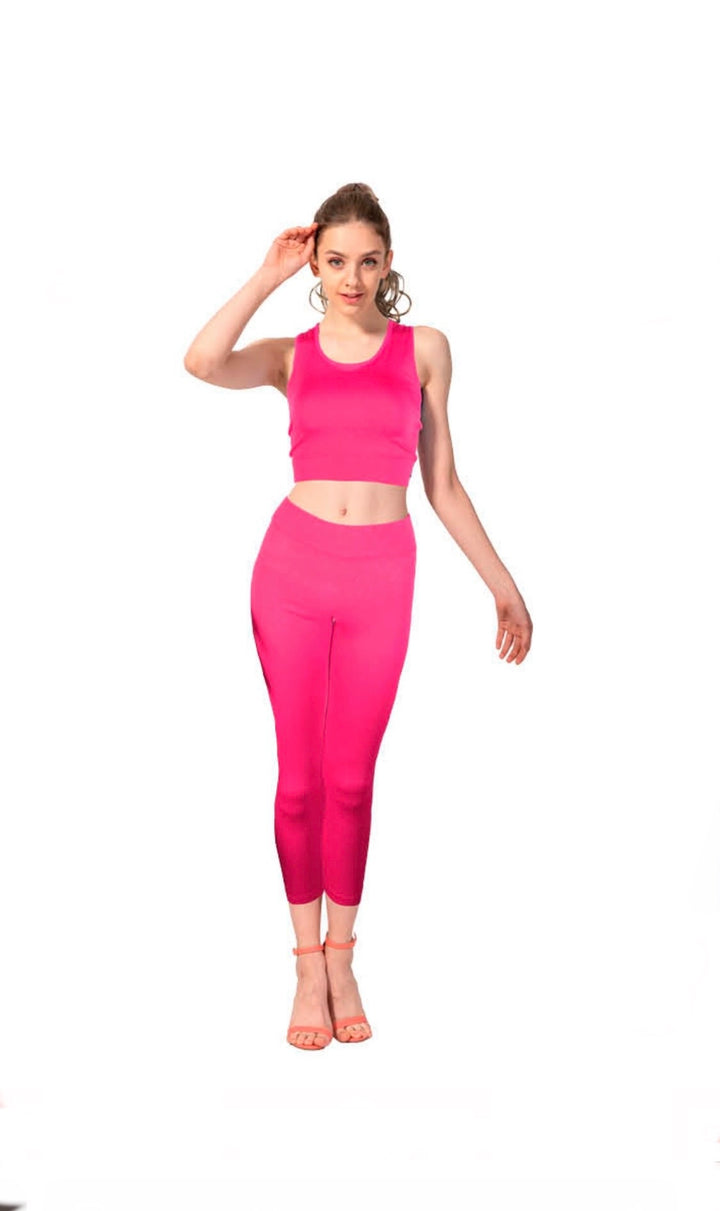 Crop Top & Legging Set - Hot Pink