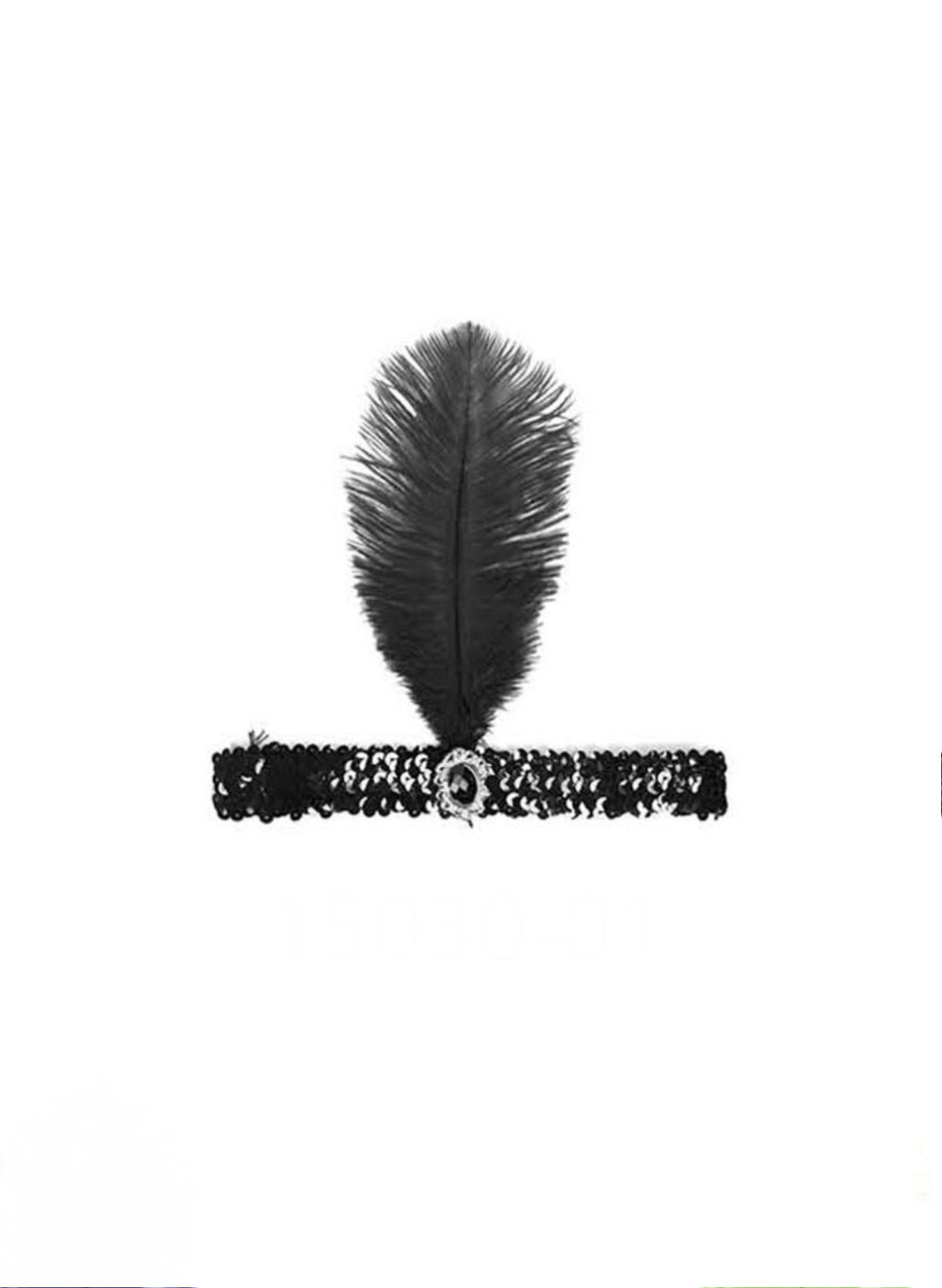 Sequin Flapper Thin Headband - Black