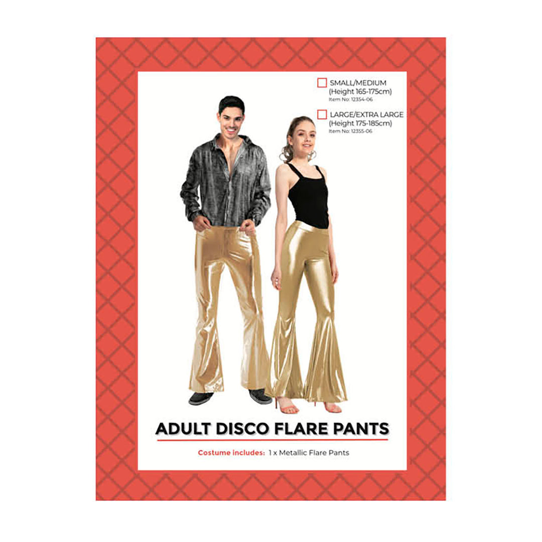 Adult Disco Metallic Flare Pants Gold