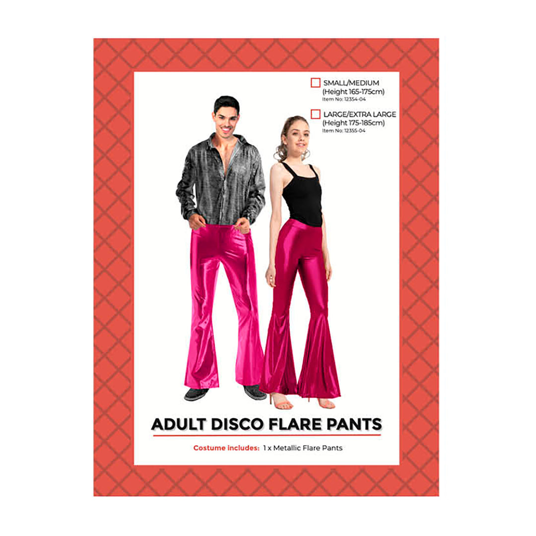 Adult Disco Metallic Flare Pants Hot Pink