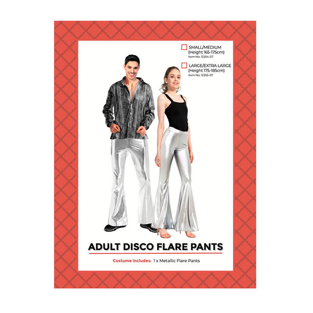 Adult Disco Metallic Flare Pants Silver