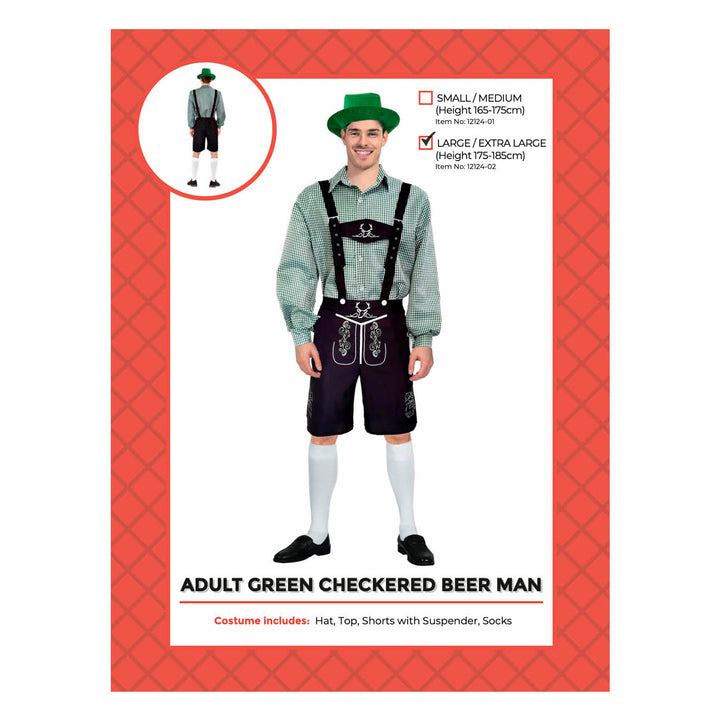 Adult Beer Man Costume (Green Check)