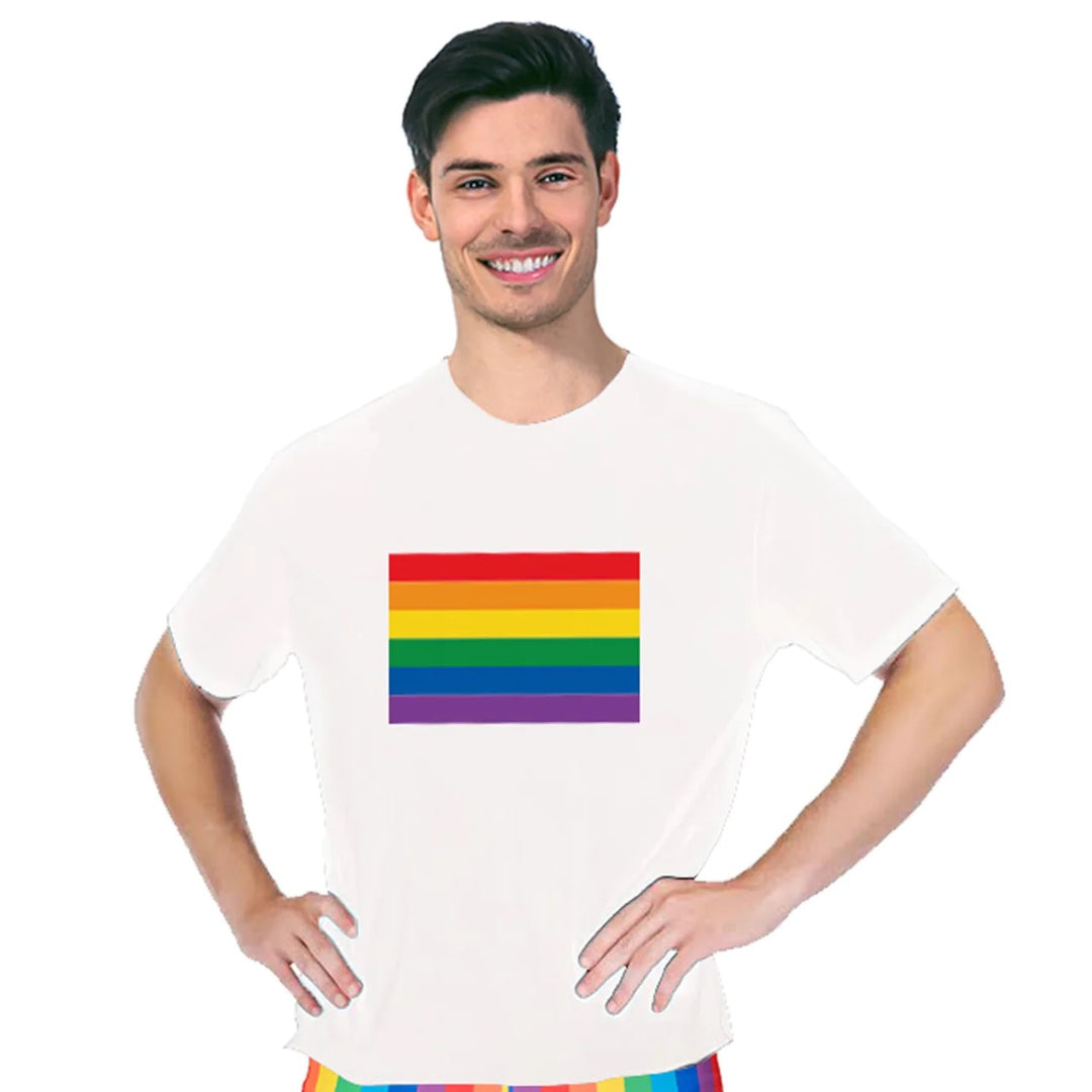 Adult Rainbow T-Shirt - Flag White